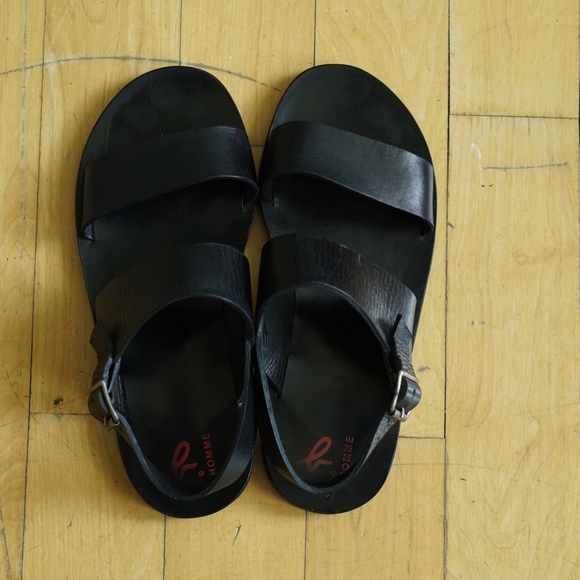 Agnes B. black leather sandals main image 5
